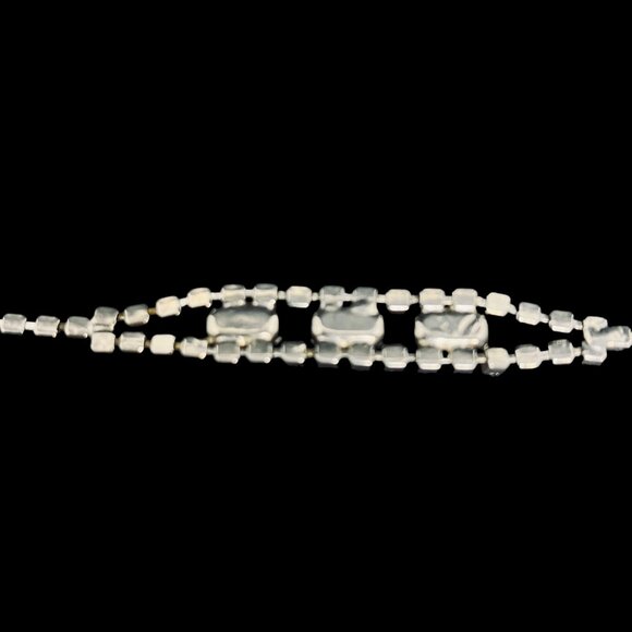 Vintage Silver Tone With Prong Set Clear Faceted Rhinestone Bracelet (5212) - Picture 8 of 9